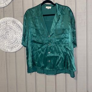 Bohme satin green boxy blouse large